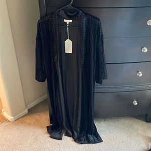Crushed velvet belted duster cardigan